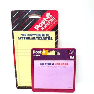 Vintage Post-It Notes 3M 1987 NEW Kill All Lawyers Hot Babe Flashes USA Lot x2